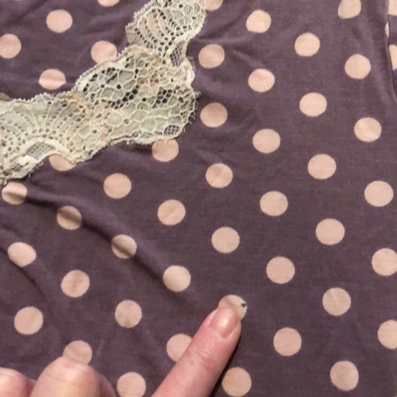 Soma Brand Women's Size Large Purple/Pink Polka Dot Lace Trim Nightgown - Picture 6 of 6